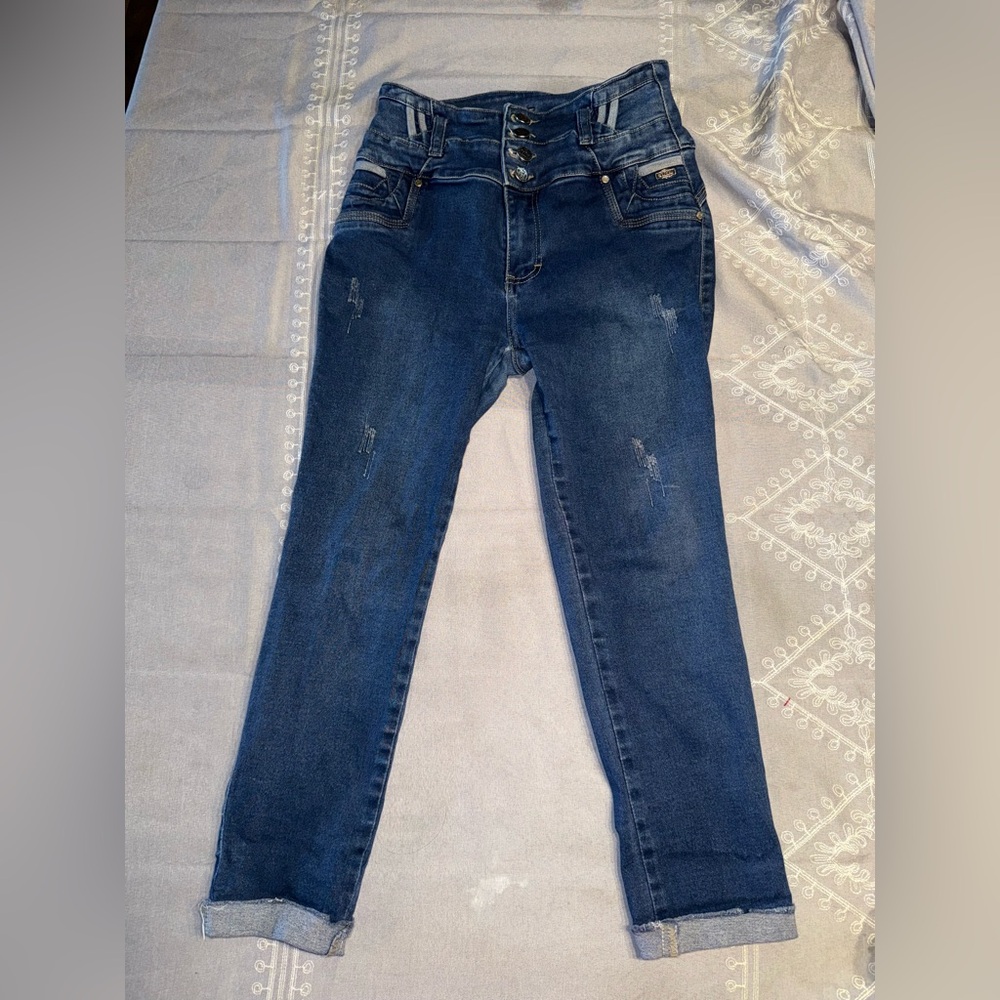 Elegant High Rise butt lifting Dark Blue Jeans